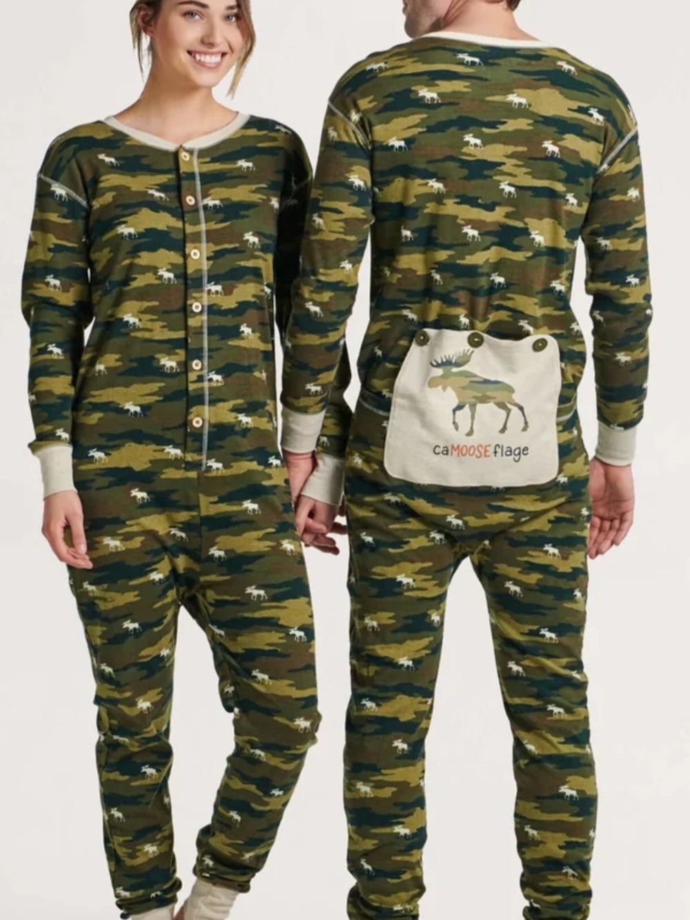 Camouflage Moose Adult Pajamas - Green Camo